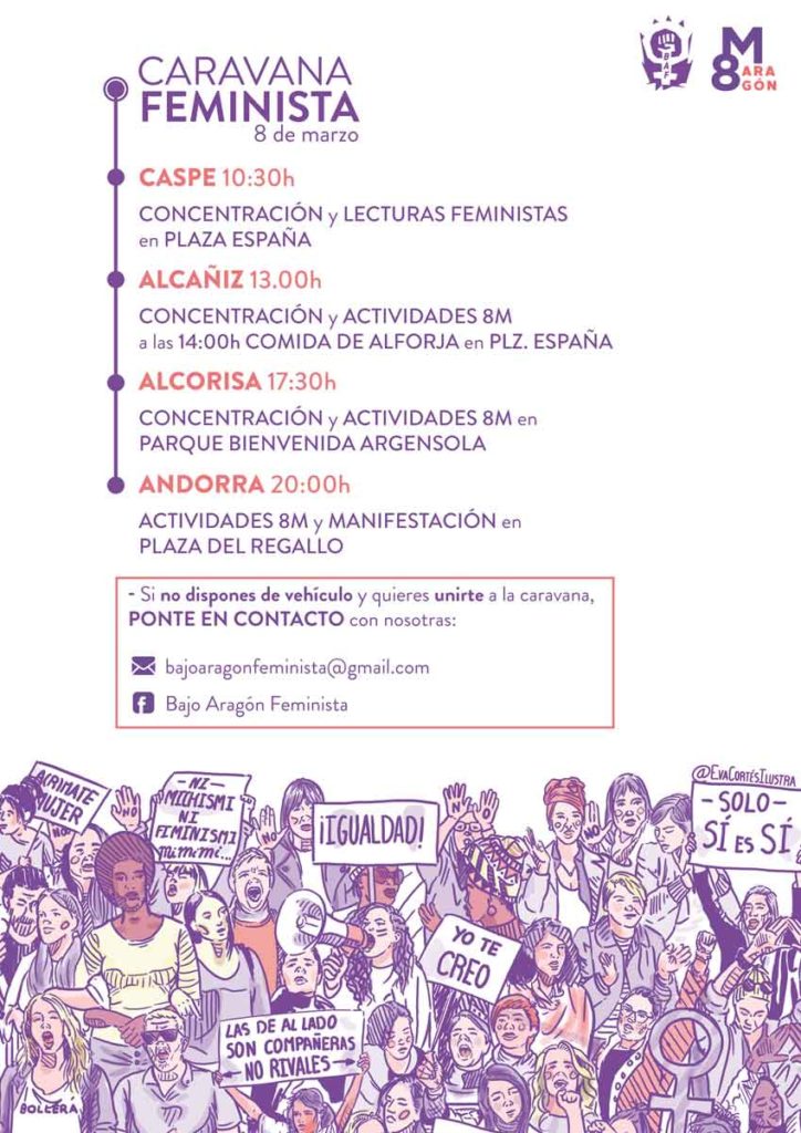 Cartel de la caravana de bajo Aragón, zonas rurales, en cuyas convocatorias hacían caravanas para acudir a las protestas.