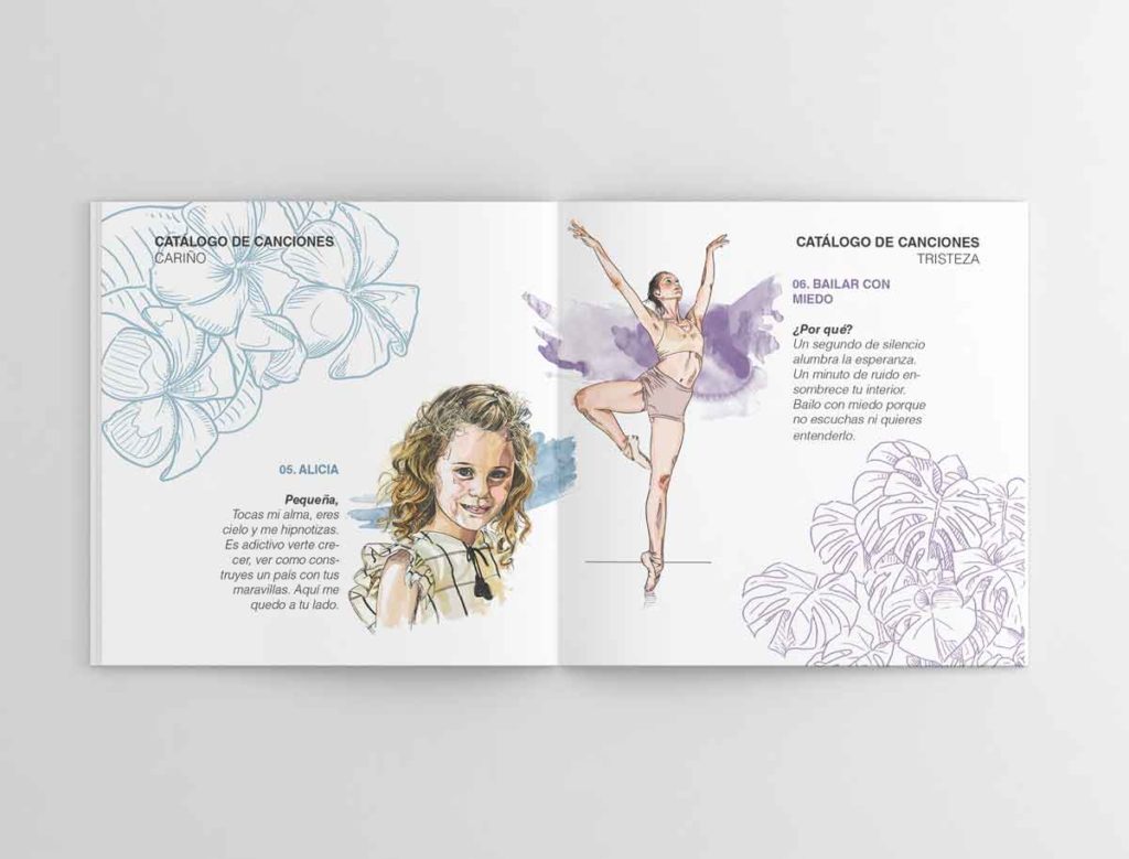 Diseño disco BONHOMIA: "Reflejo Natural" diseñado e ilustrado por Eva Cortés