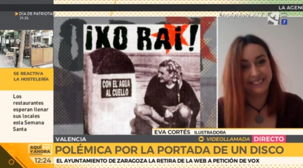 Eva Cortés en las noticias hablando de la polémica.