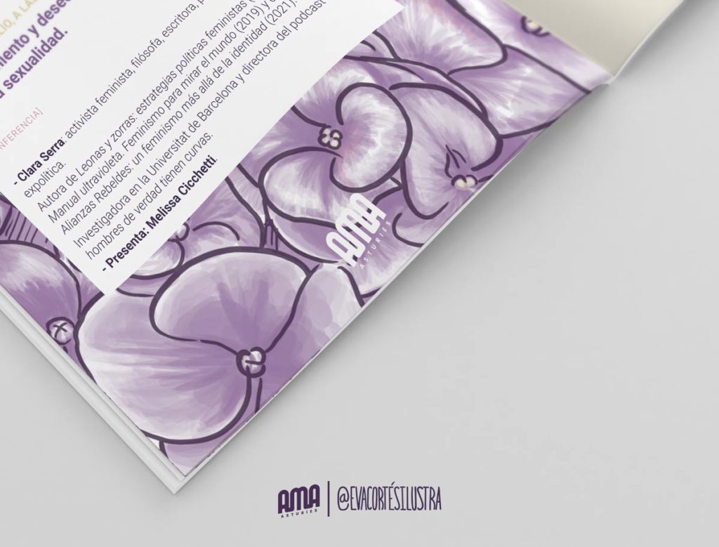 libreto de la III Escuela Feminista de AMA Asturies, diseñado, maquetado e ilustrado por Eva Cortés